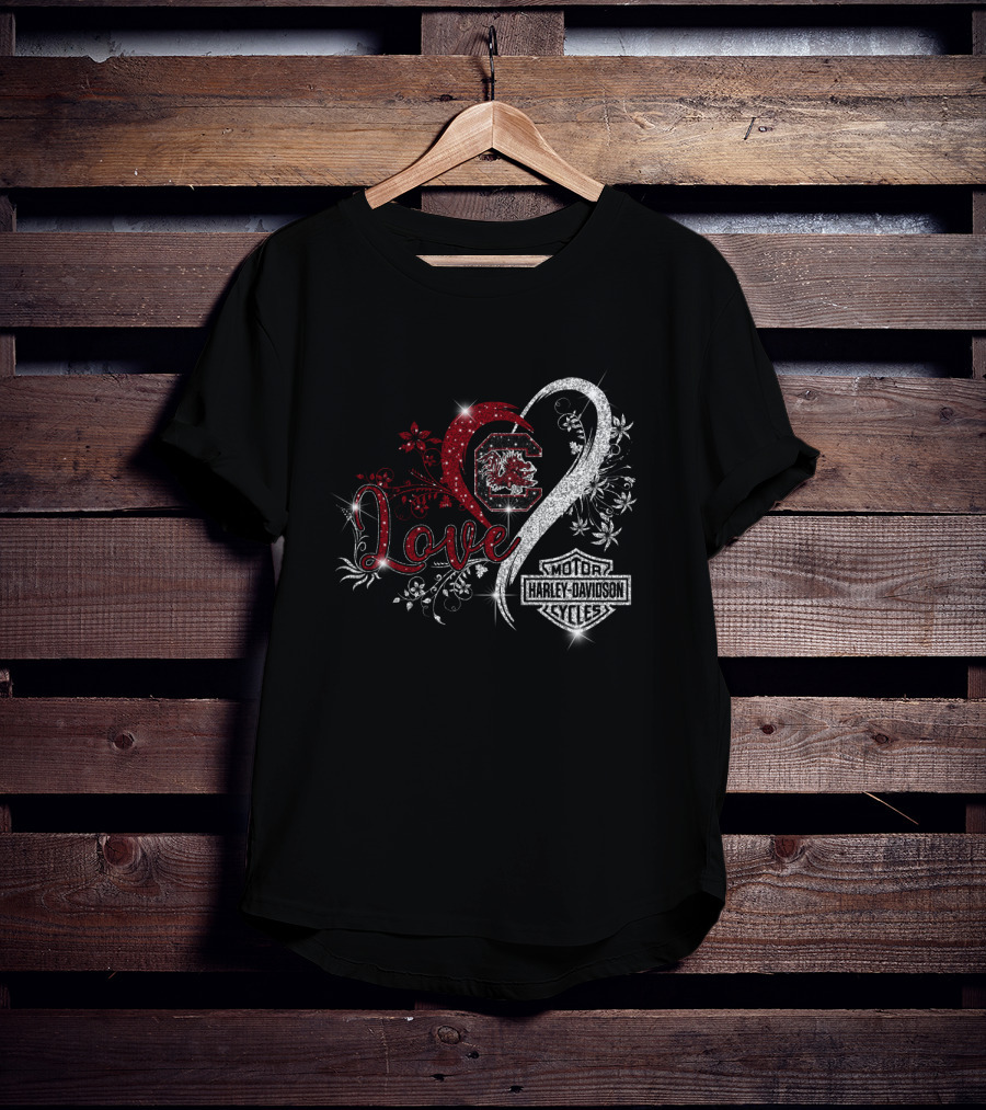 Love University Of South Carolina Gamecocks Harley Davidson T-Shirt