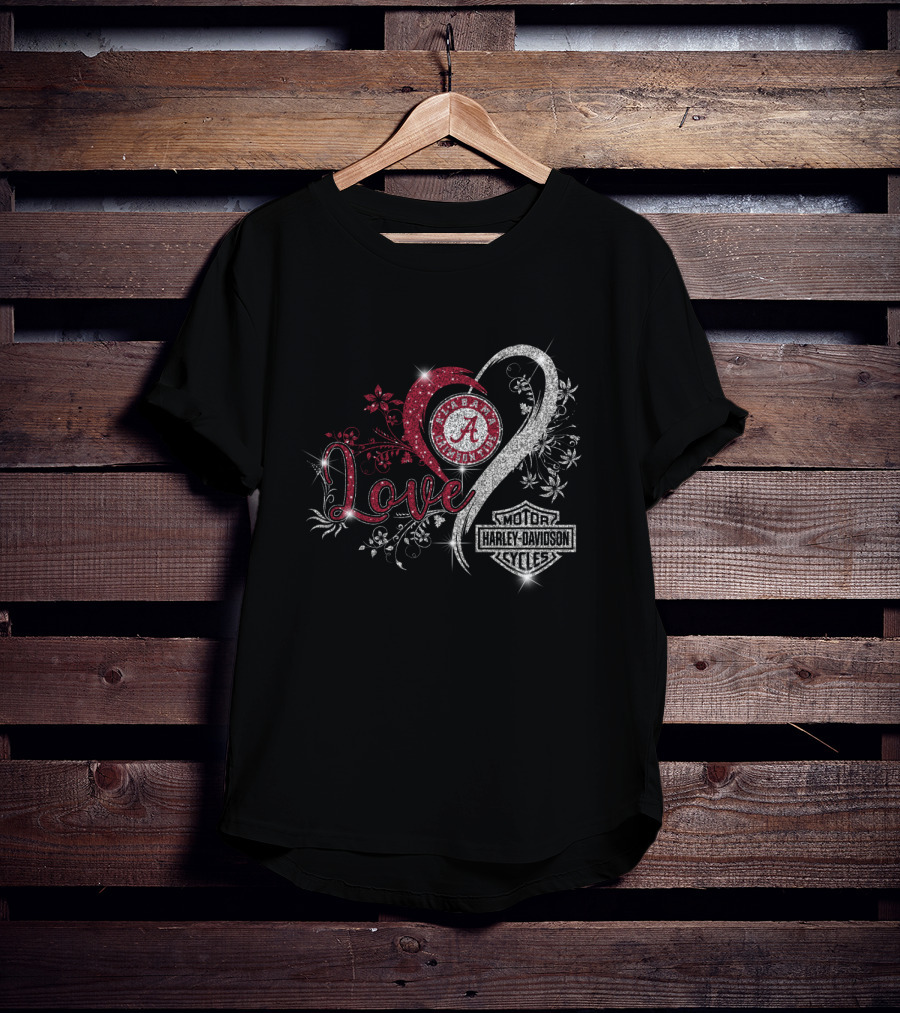 Love Alabama Crimson Tide Harley Davidson Motorcycles T-Shirt
