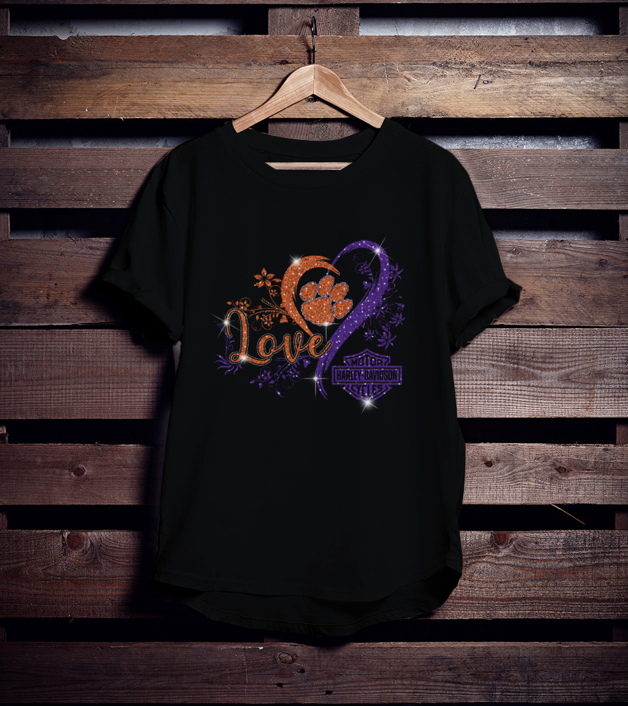 Love Clemson Tigers Harley Davidson Motorcycles T-Shirt
