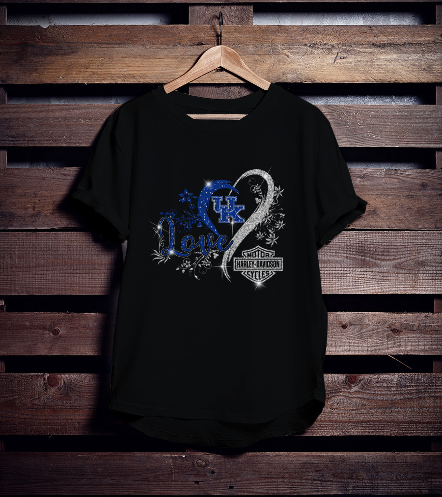Love Uk Kentucky Wildcats Harley Davidson Motor Cycles T-Shirt