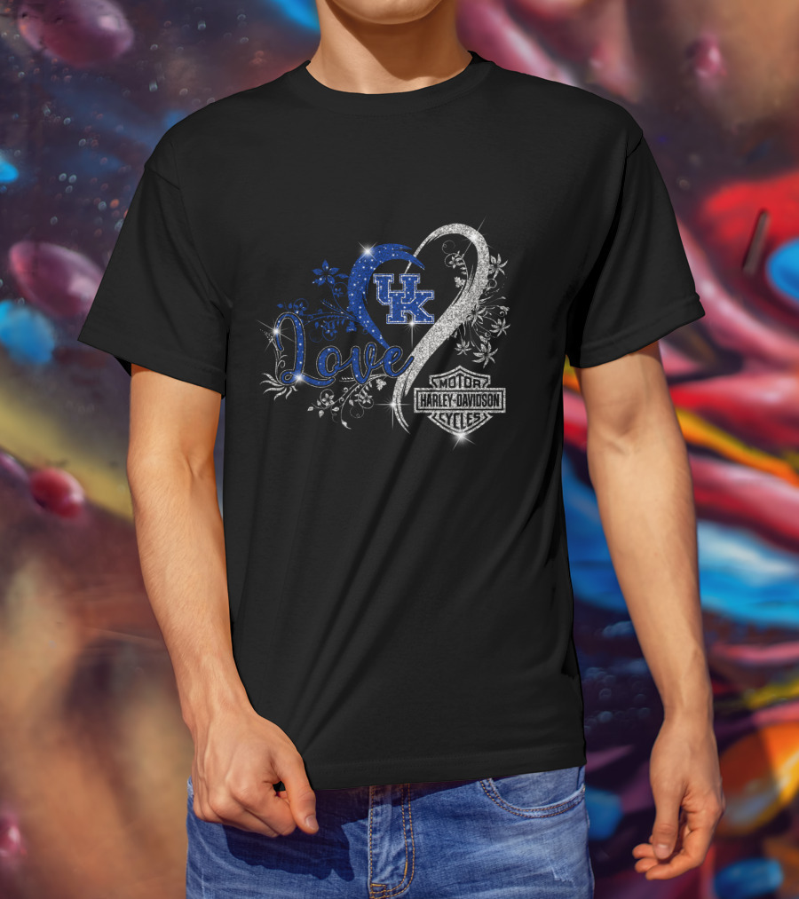 Love Uk Kentucky Wildcats Harley Davidson Motor Cycles T-Shirt