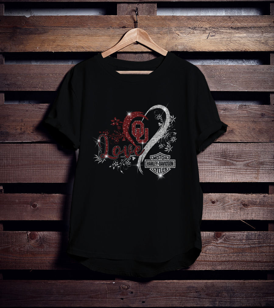 Love Ou Oklahoma Sooners Harley Davidson Motor Cycles T-Shirt
