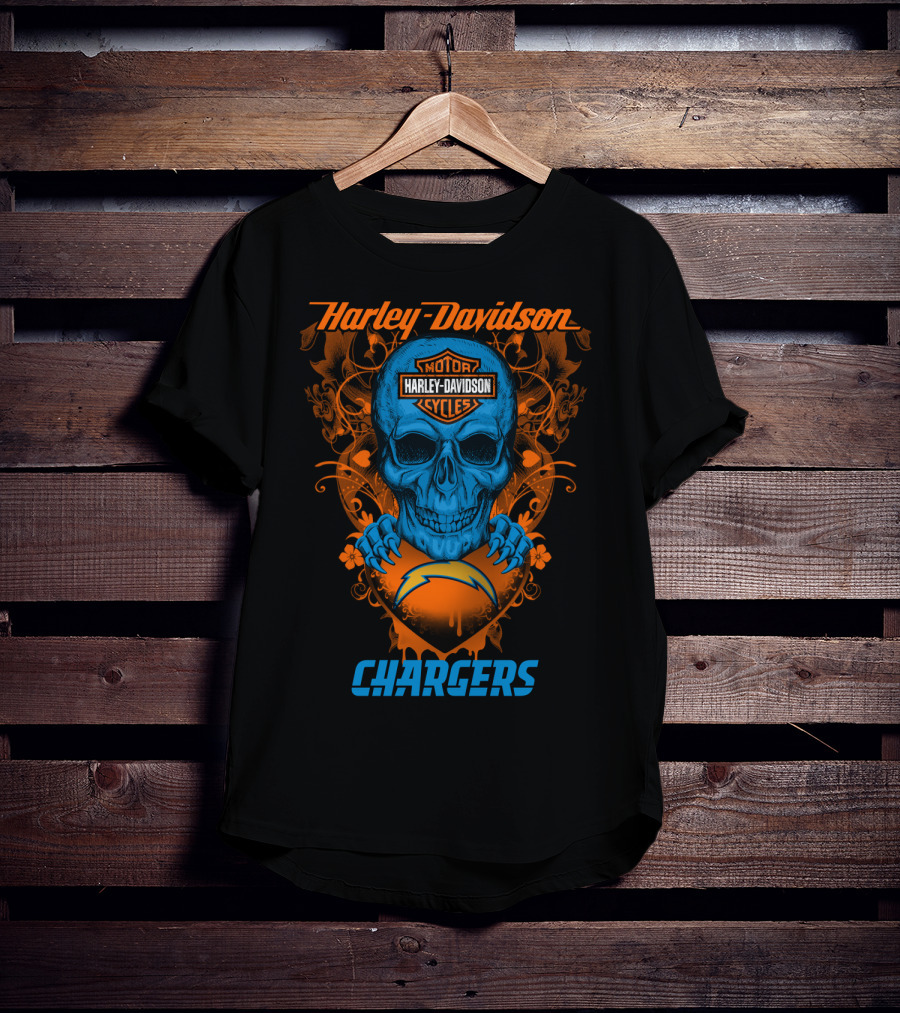 Harley Davidson Los Angeles Chargers Skull T-Shirt