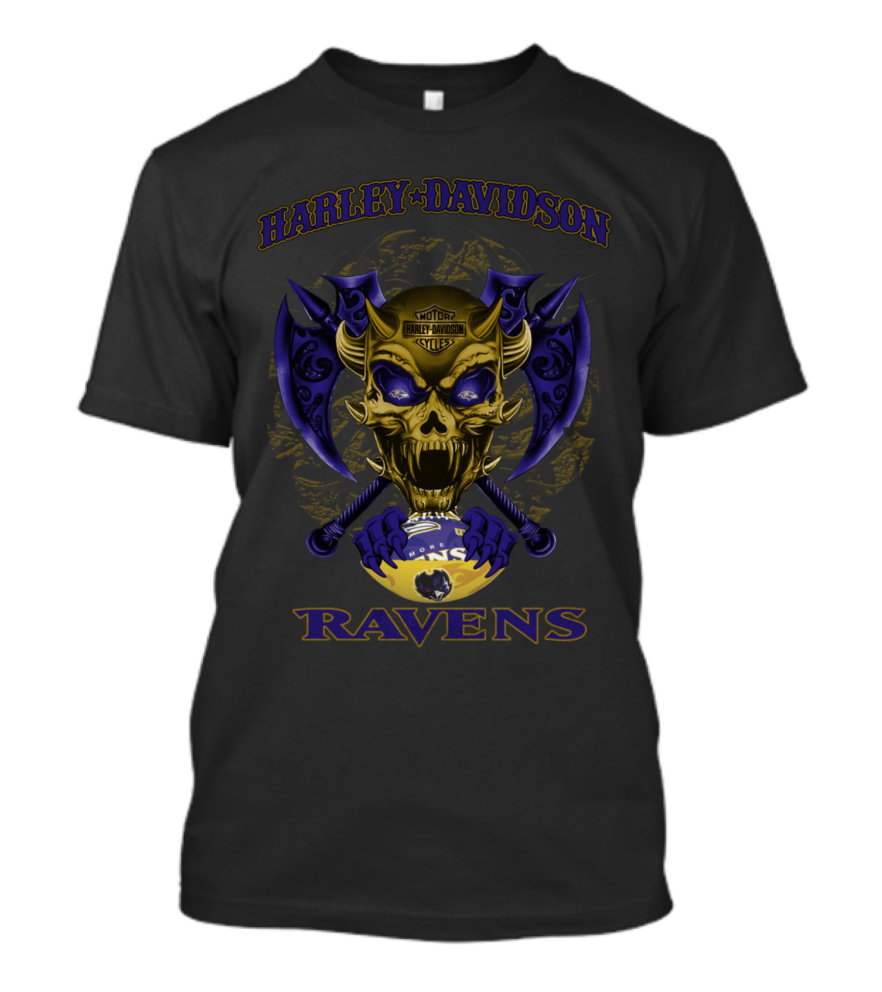 Harley Davidson Baltimore Ravens Skull T-Shirt