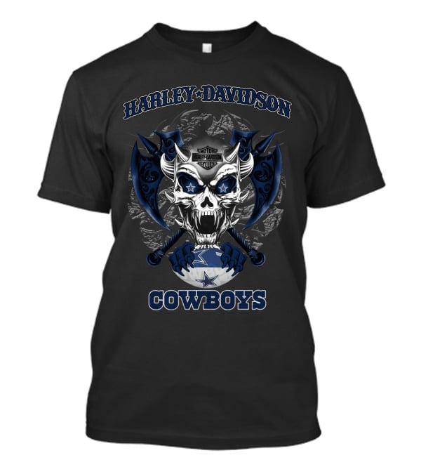 Harley Davidson Motor Cowboys Skull Dallas Cowboys T-Shirt