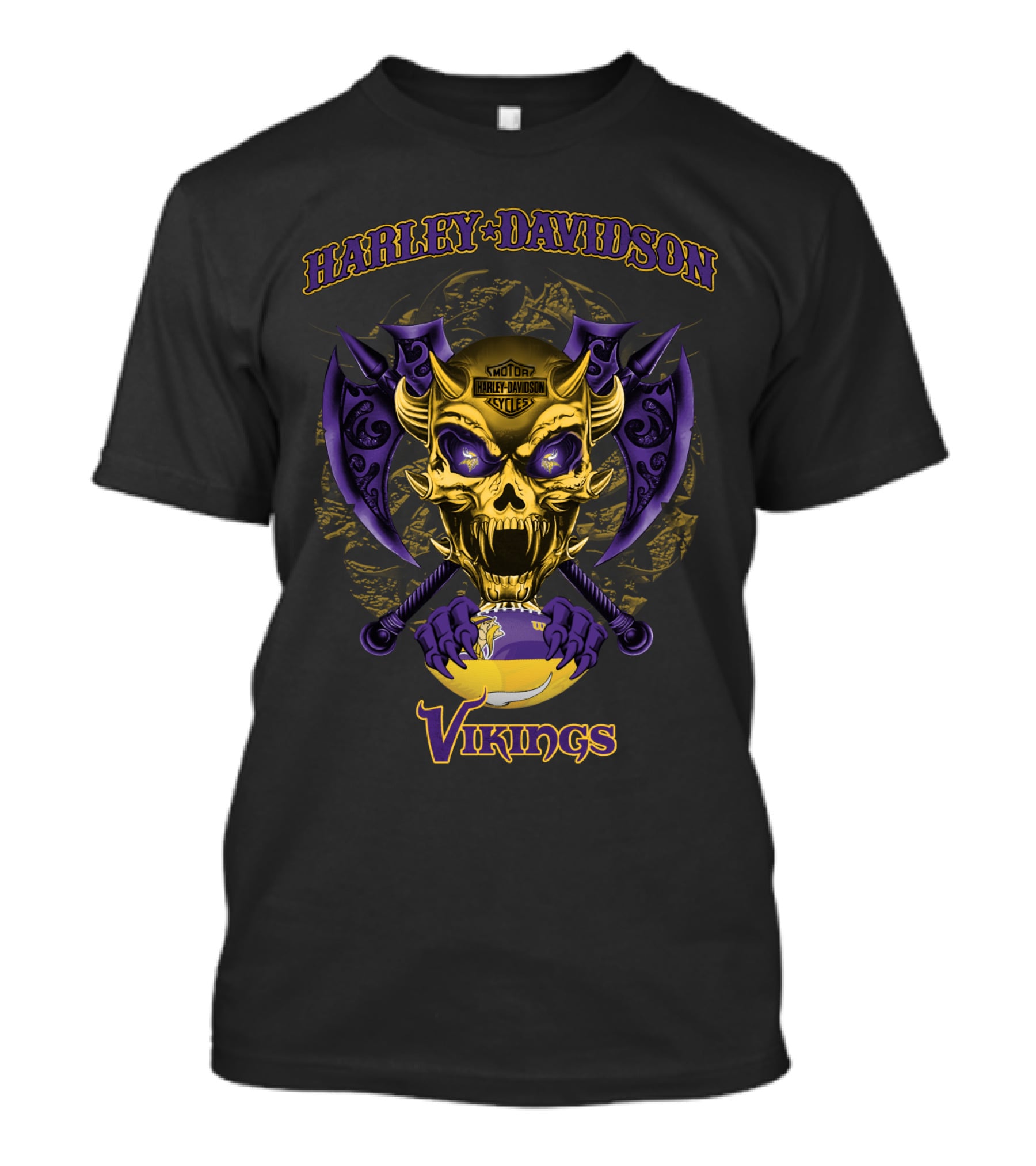 Harley Davidson Vikings Skull Axes Minnesota Vikings T-Shirt
