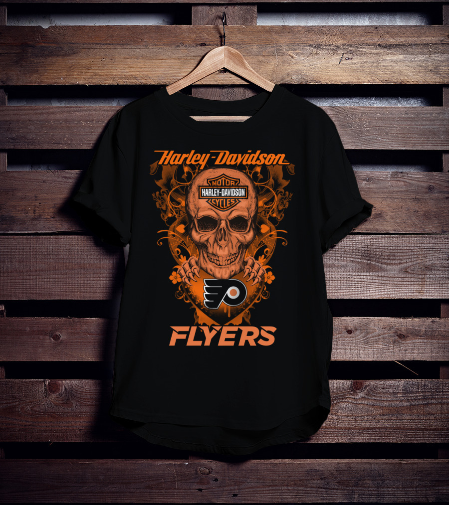 Harley Davidson Flyers Skull Nhl Philadelphia Flyers T-Shirt