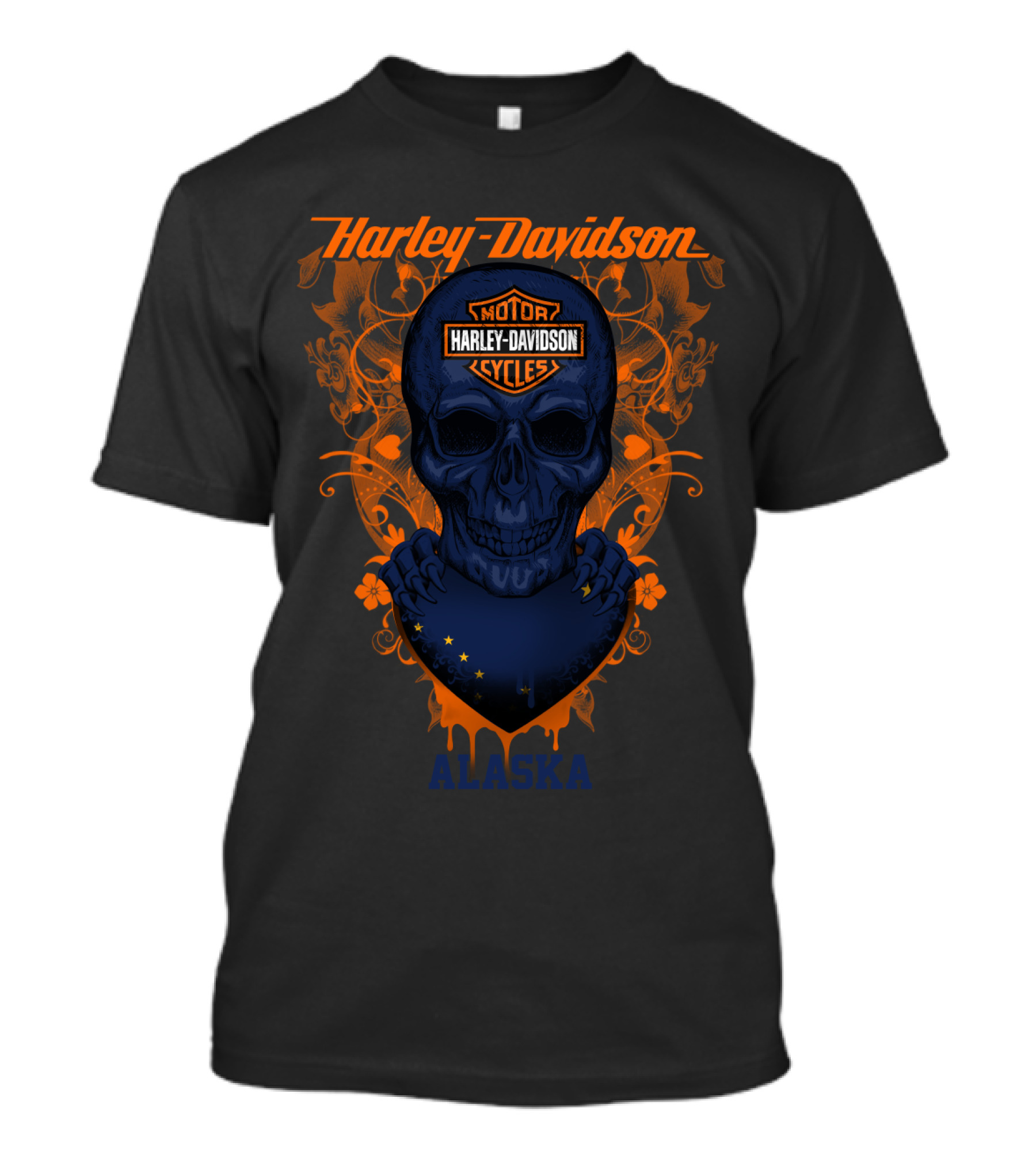 Harley Davidson Motor Cycles Skull Alaska T-Shirt