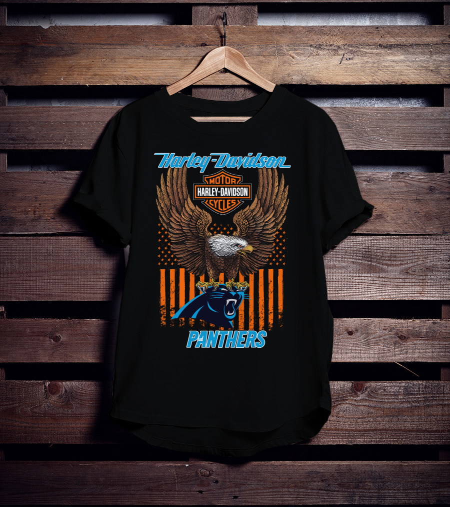 Harley Davidson Motor Cycles Eagle Carolina Panthers T-Shirt