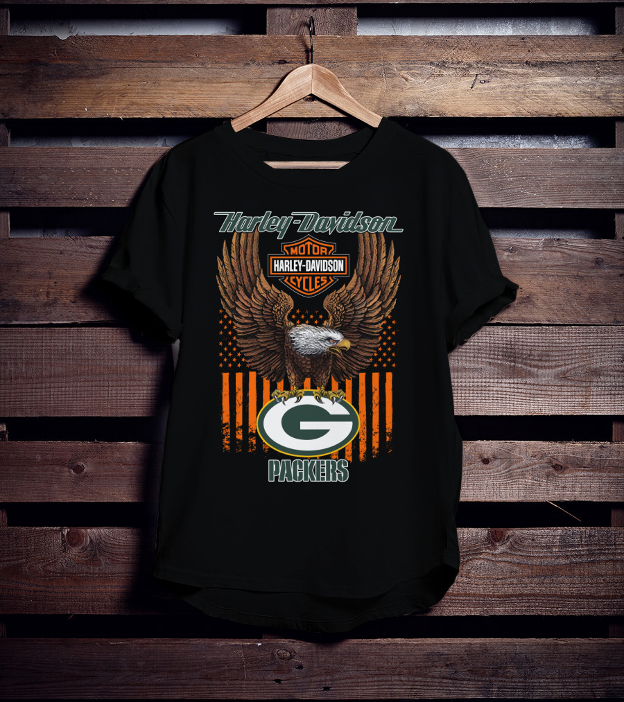 Harley Davidson Motor Cycles Eagle Green Bay Packers T-Shirt