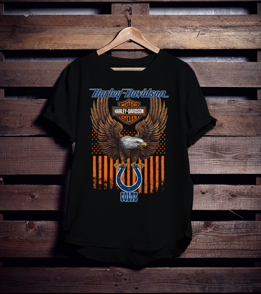 Harley Davidson Eagle Indianapolis Colts Logo Nfl Collaboration T-Shirt