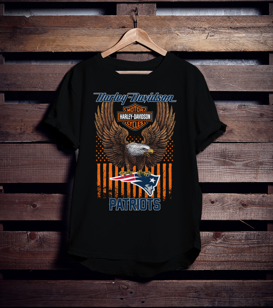 Harley Davidson Motorcycles New England Patriots Eagle T-Shirt