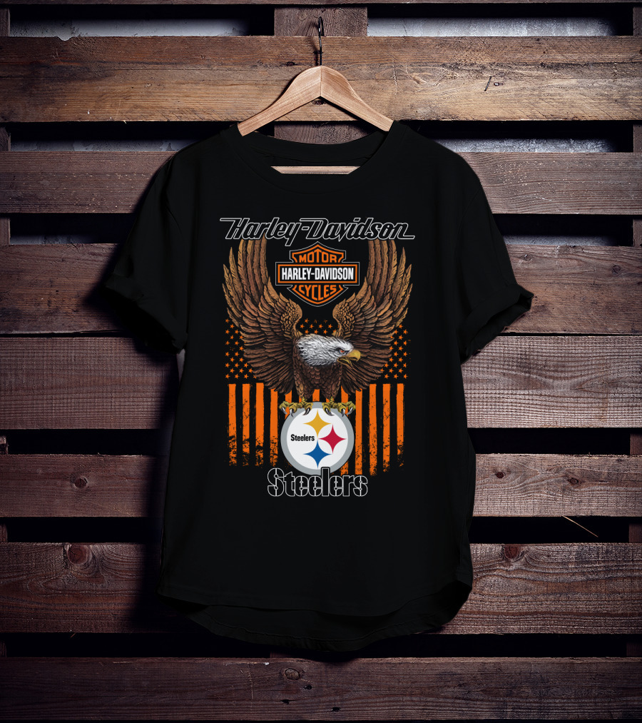 Harley Davidson Motor Cycles Eagle Steelers Nfl Pittsburgh T-Shirt