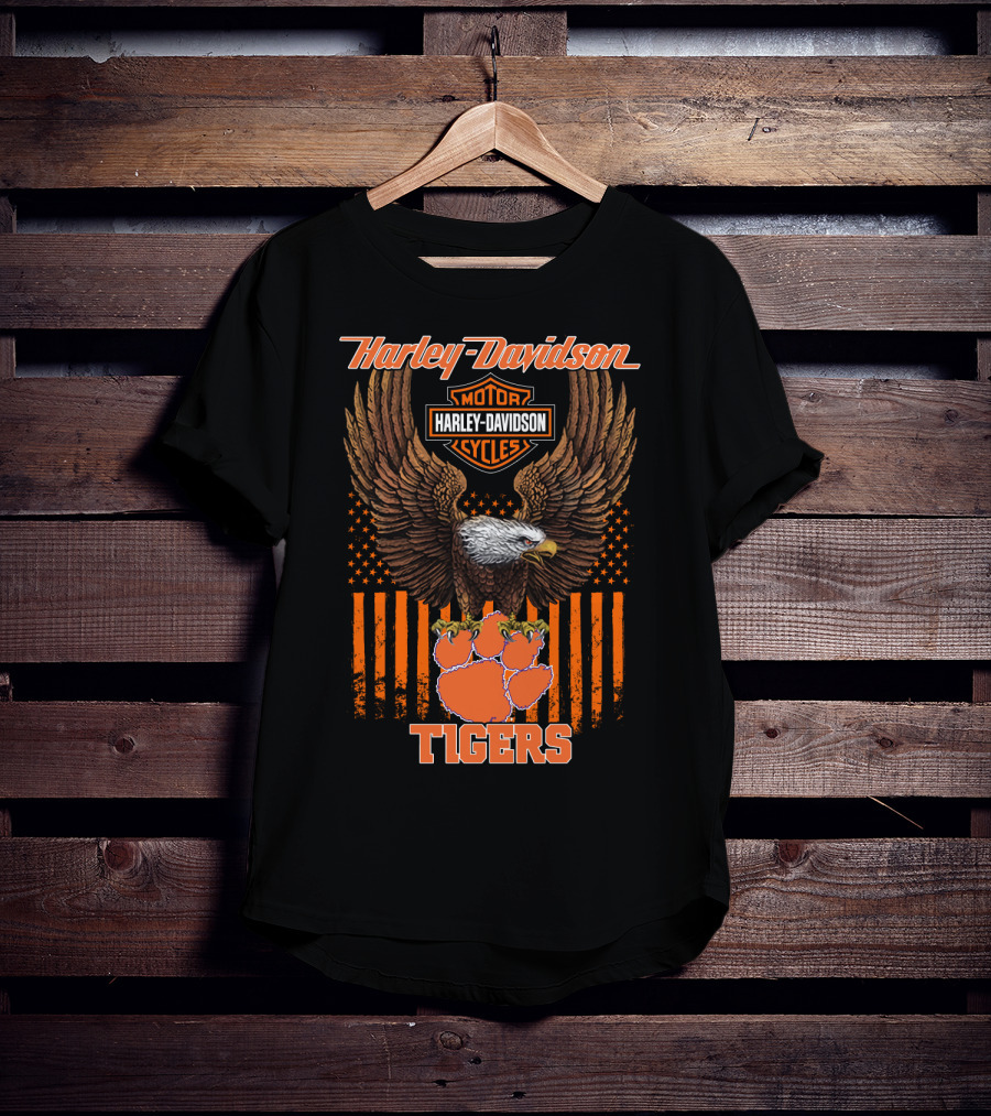 Harley Davidson Motor Cycles Eagle Clemson Tigers T-Shirt