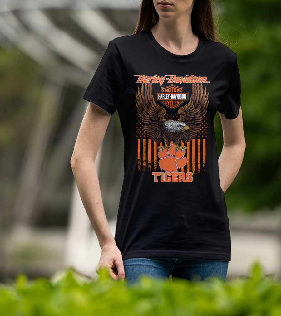 Harley Davidson Motor Cycles Eagle Clemson Tigers T-Shirt