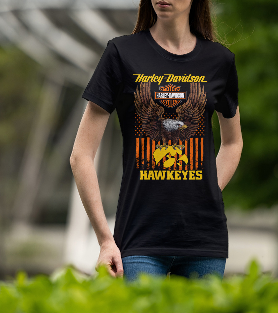Harley Davidson Motor Cycles Eagle Iowa Hawkeyes T-Shirt