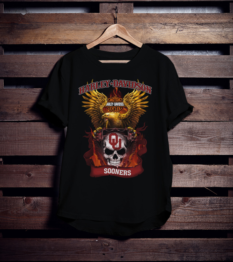 Harley Davidson Eagle Ou Skull Sooners T-Shirt