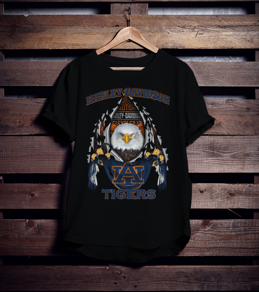 Harley Davidson Auburn Tigers Eagle Motorcycles T-Shirt