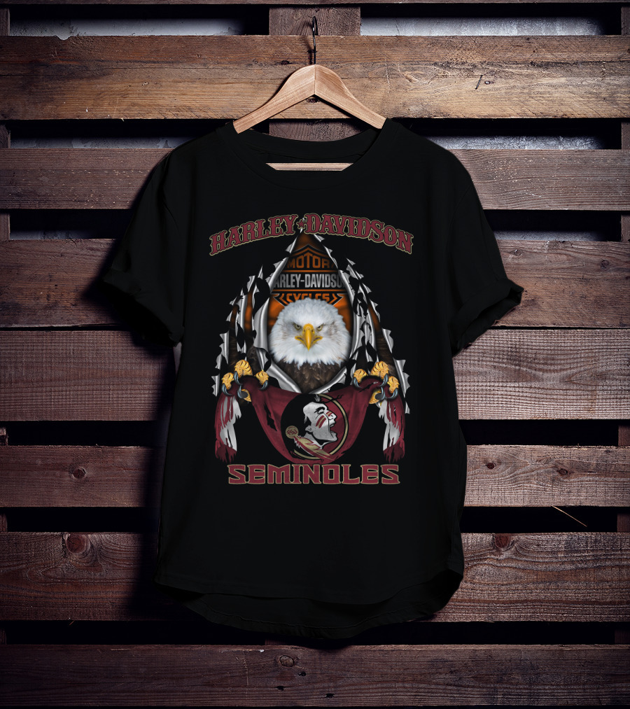 Harley Davidson Seminoles Florida State Ncaa Bald Eagle T-Shirt