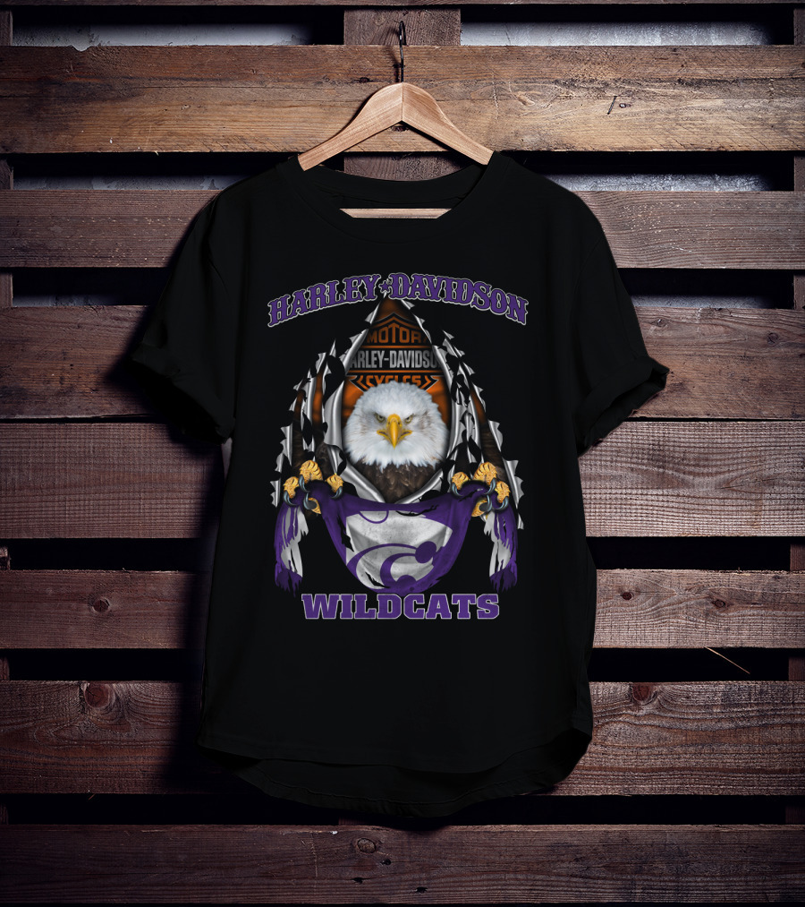 Kansas State Wildcats Harley Davidson Bald Eagle T-Shirt