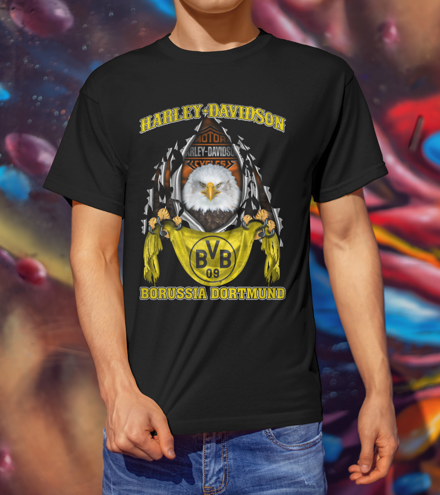 Harley Davidson Bvb 09 Borussia Dortmund Eagle Motor Cycles T-Shirt