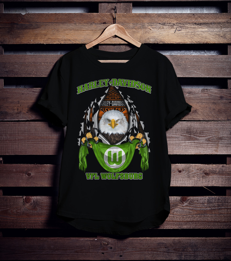 Harley Davidson Vfl Wolfsburg Eagle Motorcycle Motif T-Shirt