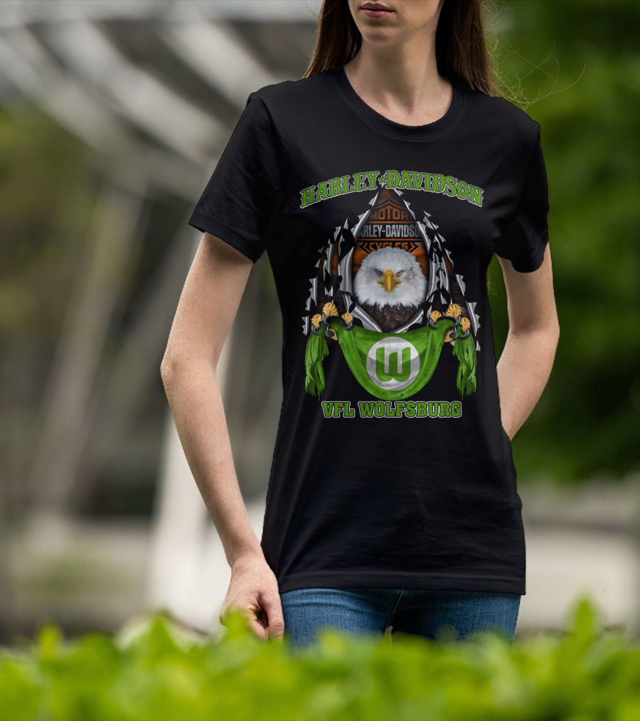 Harley Davidson Vfl Wolfsburg Eagle Motorcycle Motif T-Shirt