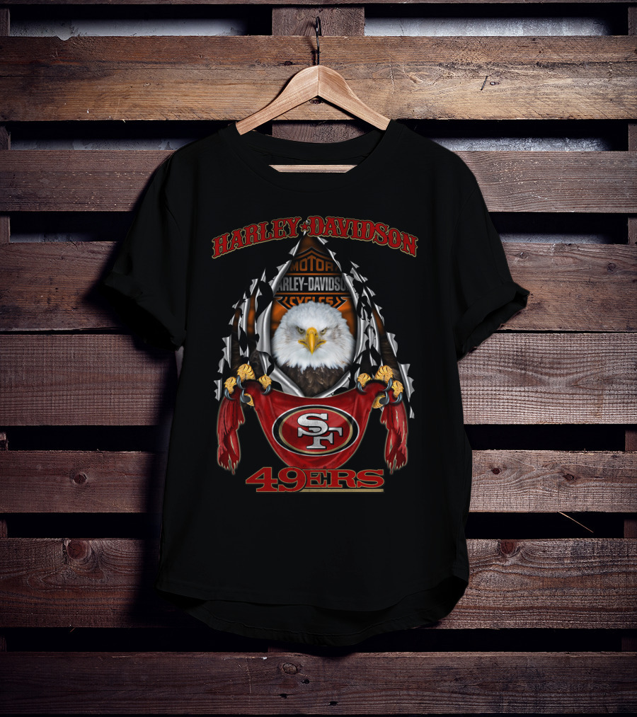 Harley Davidson 49ers Sf Motorcycle Eagle T-Shirt