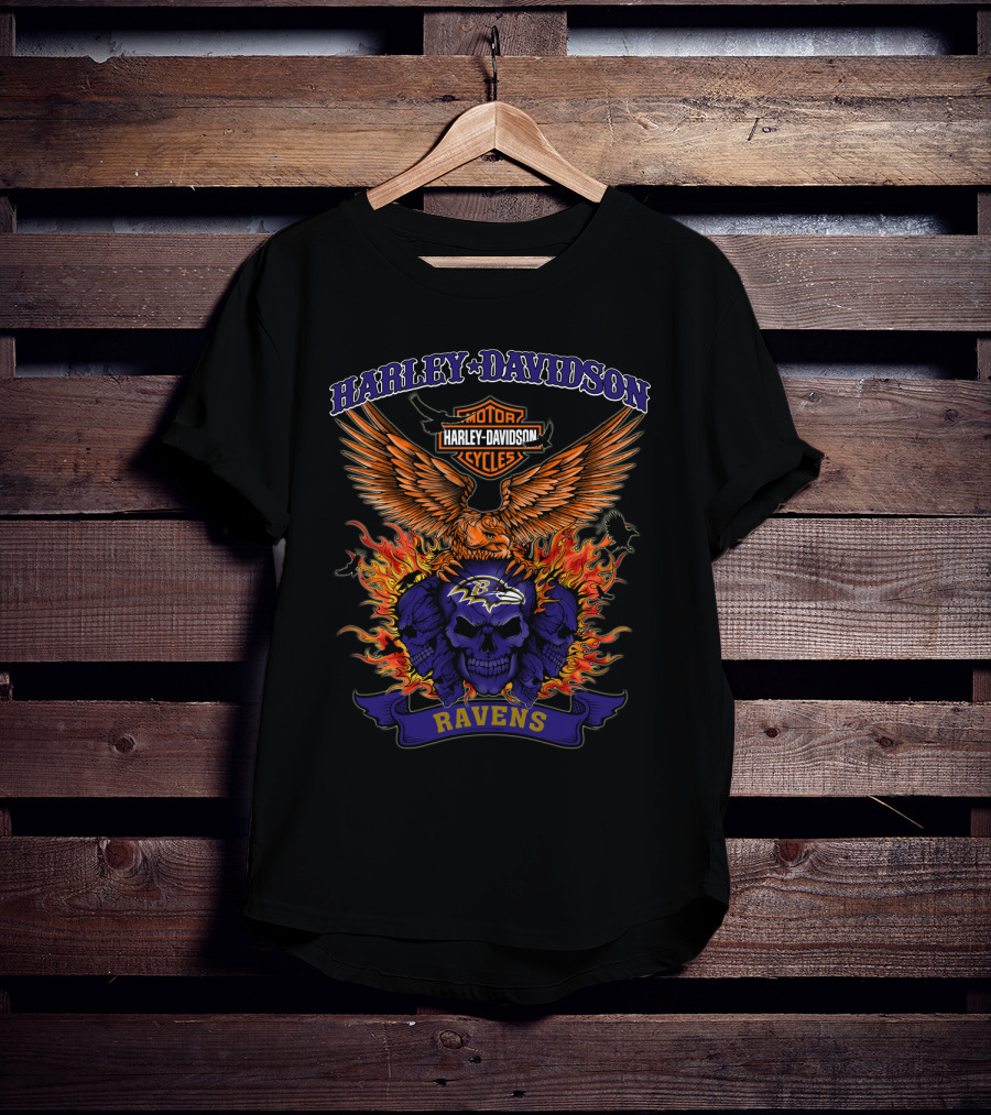 Harley Davidson Motor Cycles Baltimore Ravens 0304 Nfl T-Shirt