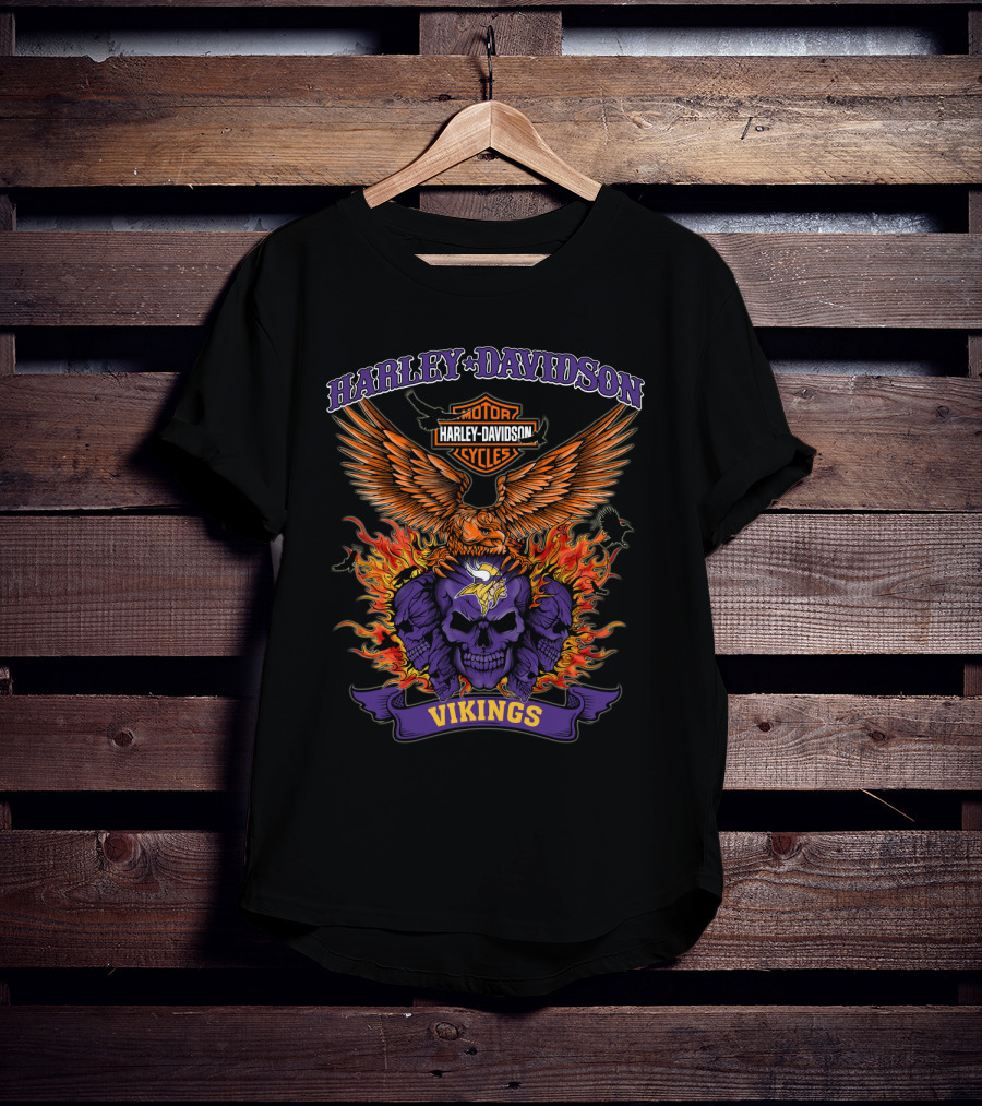 Harley Davidson Motor Cycles Vikings 0304 Nfl Minnesota Vikings T-Shirt