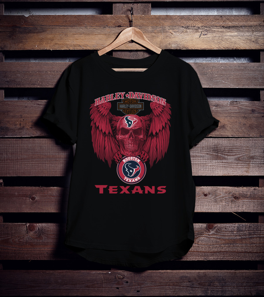 Harley Davidson Houston Texans Winged Skull Nfl T-Shirt