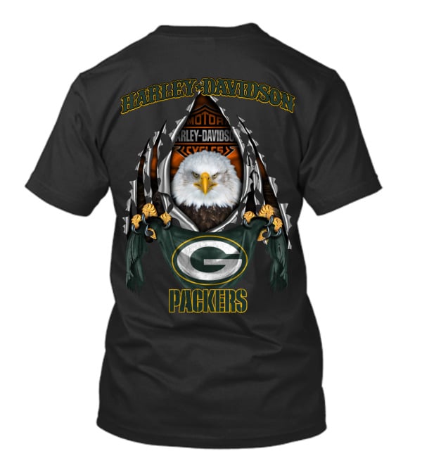 Harley Davidson Green Bay Packers Nfl 84 Motor Cycles T-Shirt