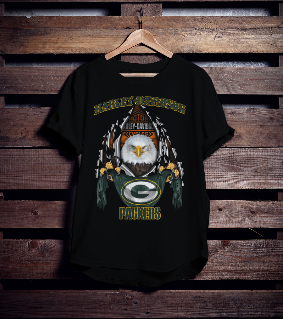 Harley Davidson Green Bay Packers Nfl 84 Motor Cycles T-Shirt