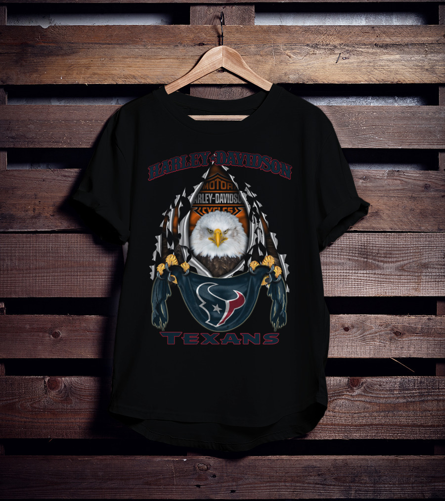 Harley Davidson Motorcycles Eagle Houston Texans T-Shirt
