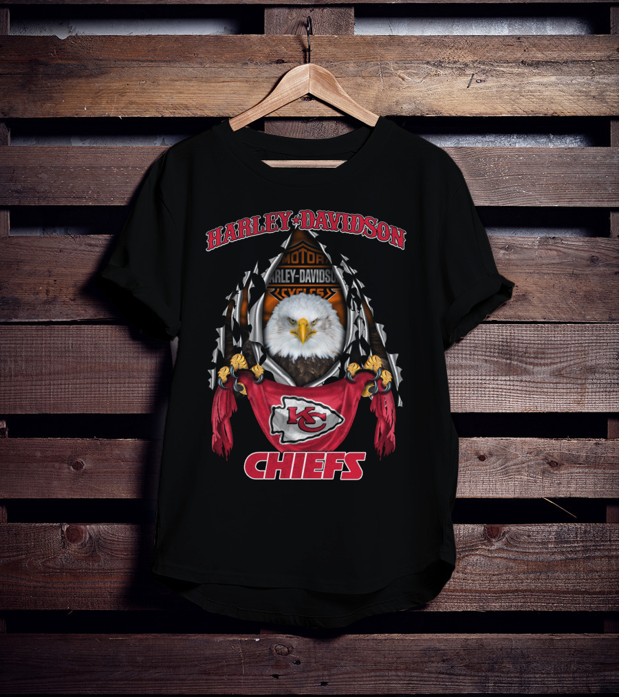 Harley Davidson Motorcycles Eagle Kansas City Chiefs T-Shirt