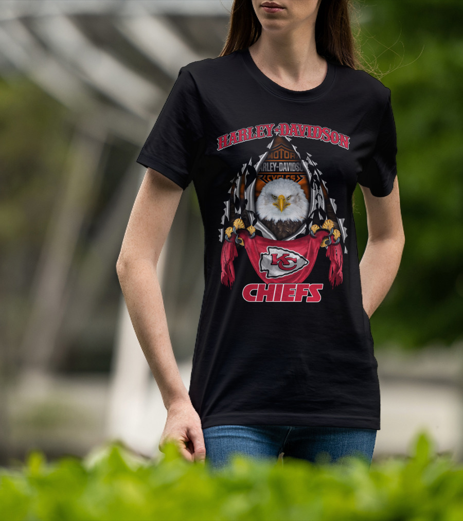 Harley Davidson Motorcycles Eagle Kansas City Chiefs T-Shirt