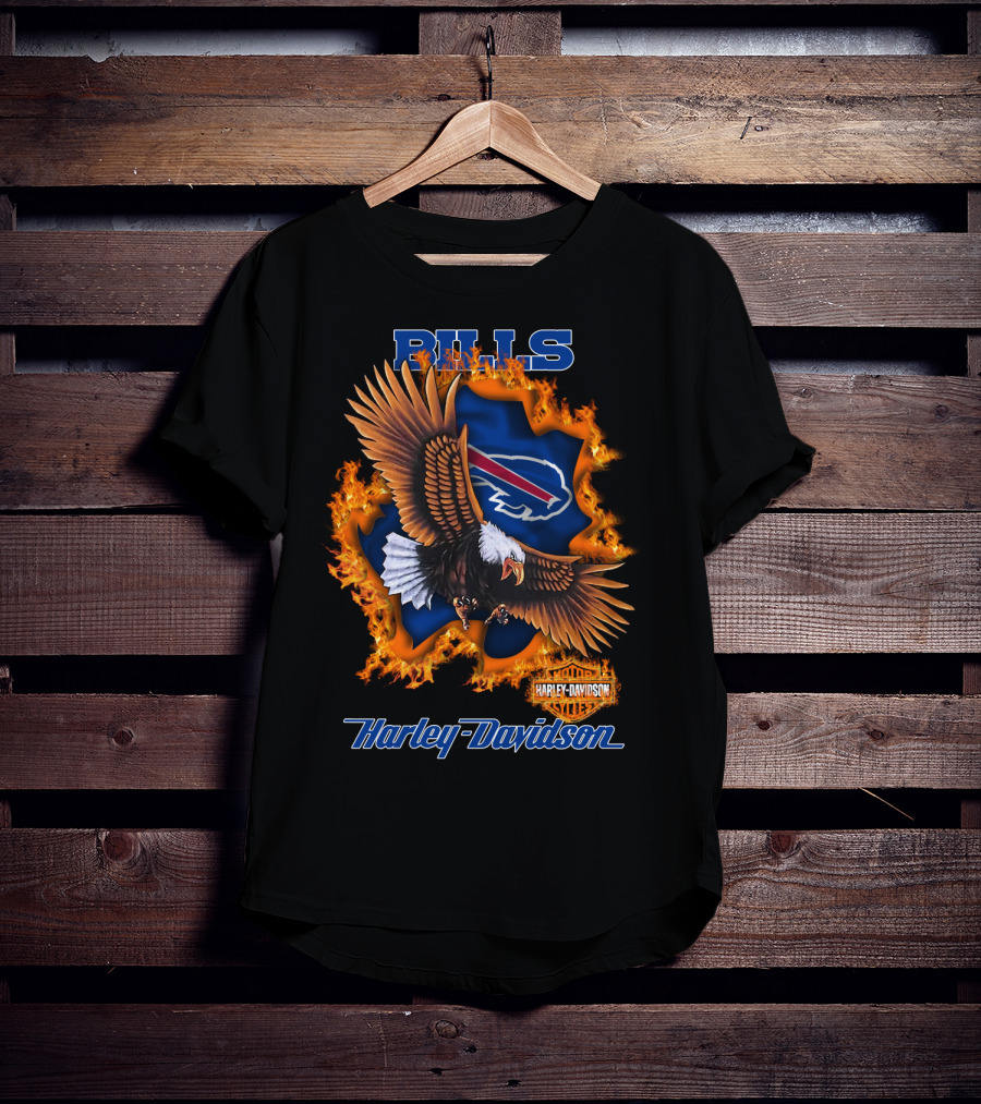 Bills Harley Davidson Buffalo Bills Eagle Flames T-Shirt