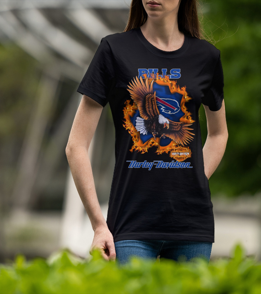 Bills Harley Davidson Buffalo Bills Eagle Flames T-Shirt