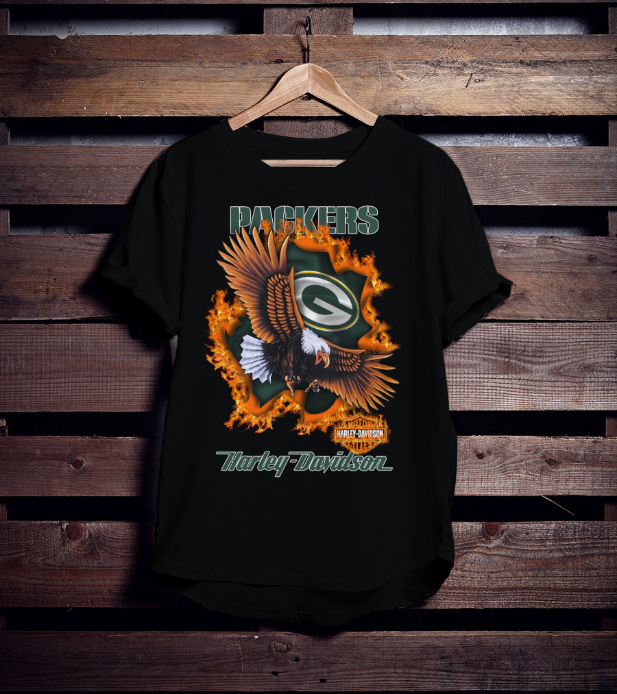 Packers Harley Davidson Eagle Flame T-Shirt
