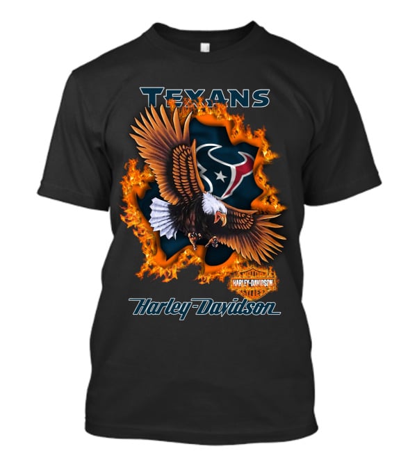 Texans Harley Davidson Houston Texans Flaming Eagle T-Shirt