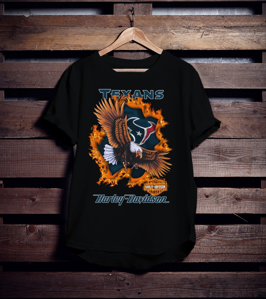 Texans Harley Davidson Houston Texans Flaming Eagle T-Shirt