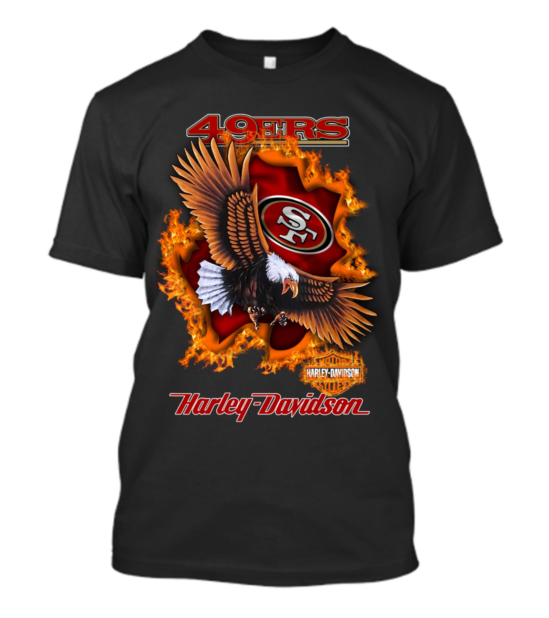 49ers Sf Harley Davidson Eagle Flame T-Shirt
