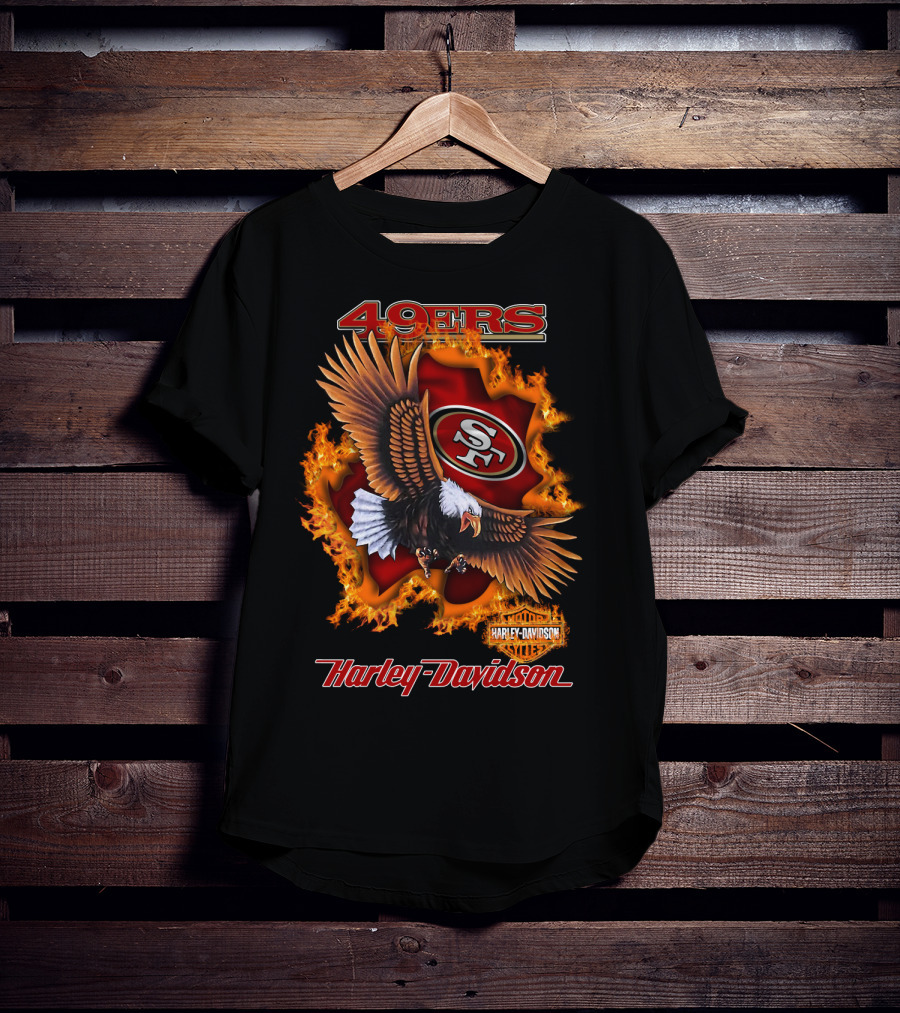 49ers Sf Harley Davidson Eagle Flame T-Shirt