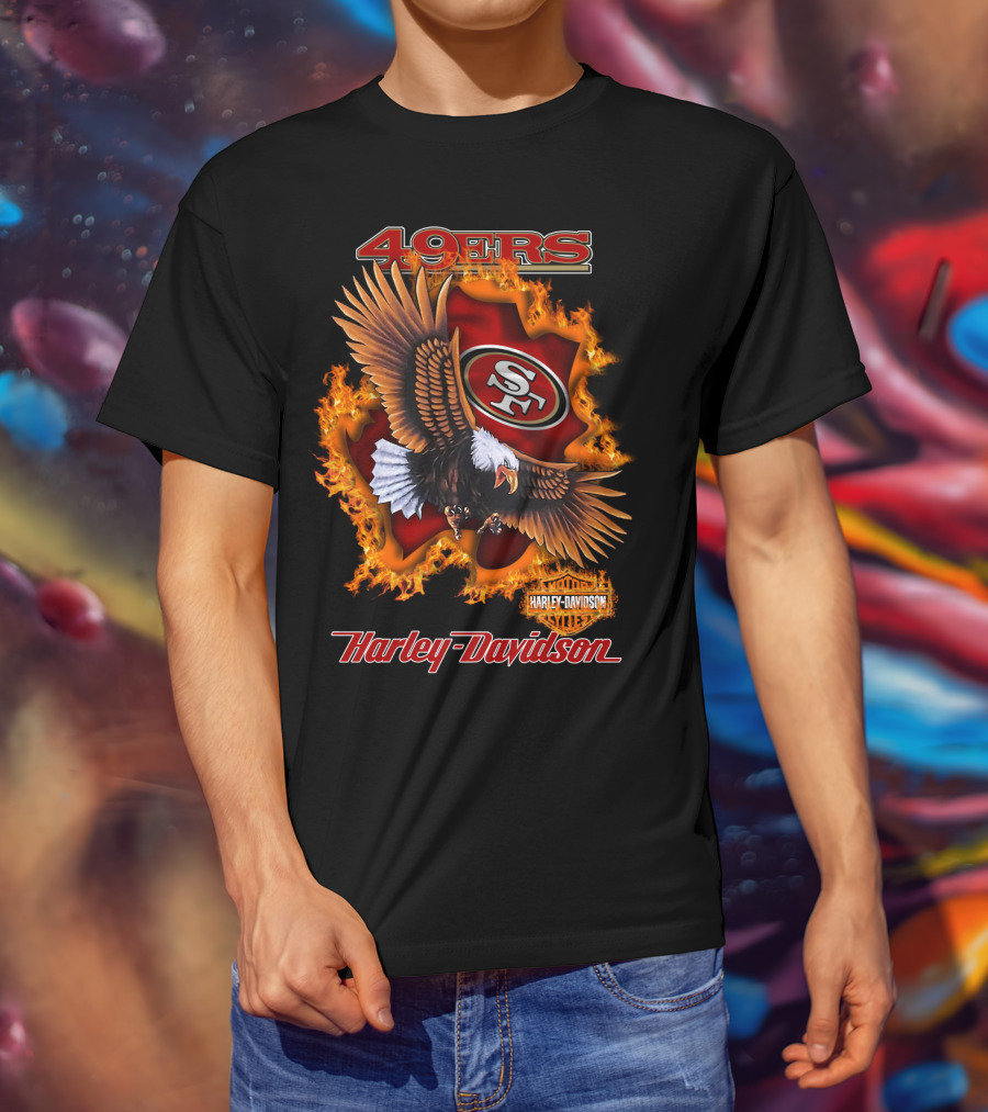 49ers Sf Harley Davidson Eagle Flame T-Shirt