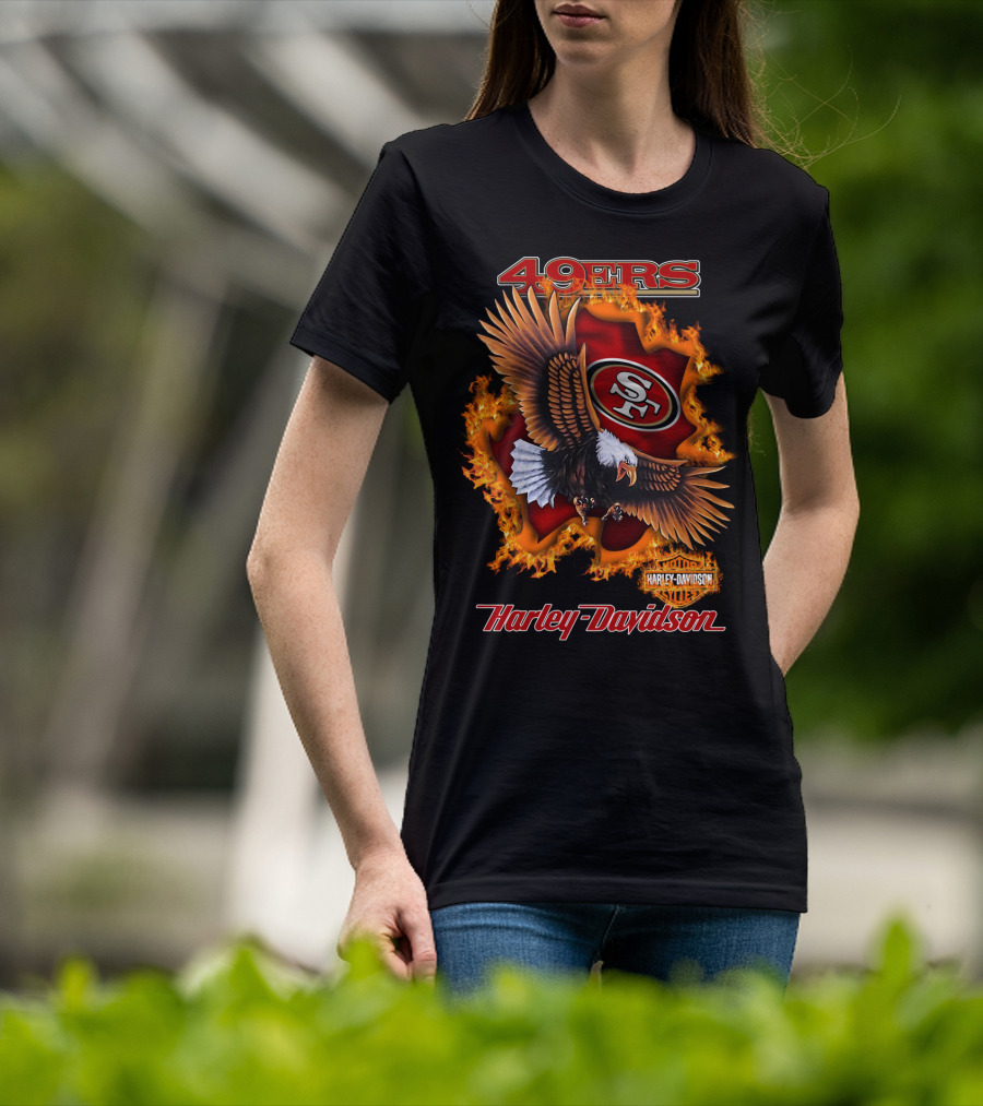 49ers Sf Harley Davidson Eagle Flame T-Shirt