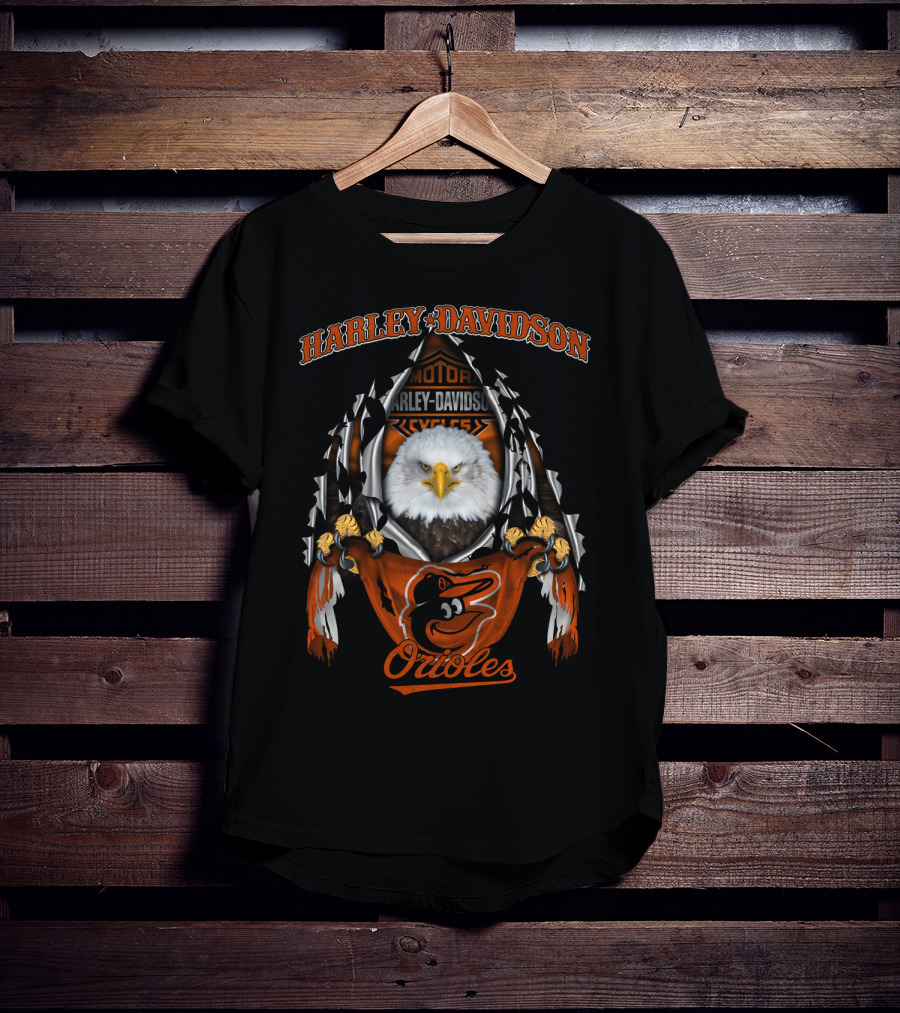 Harley Davidson Motorcycles Baltimore Orioles Eagle T-Shirt