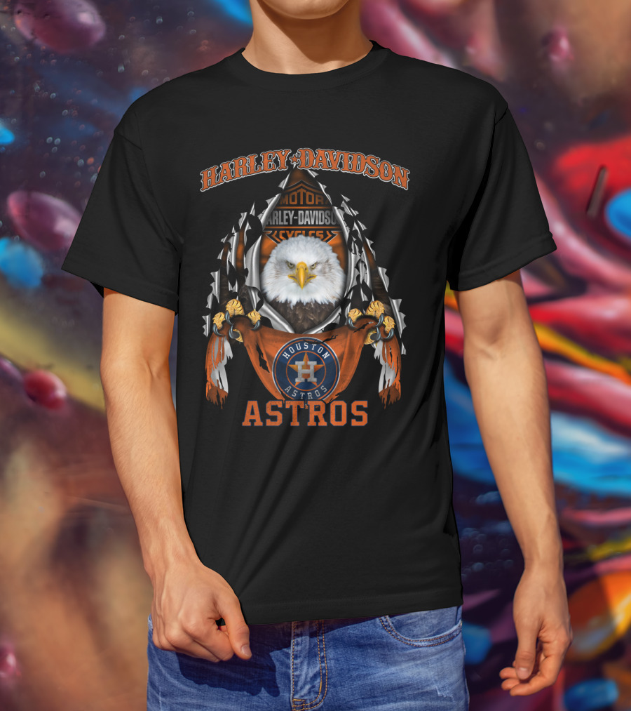 Harley Davidson Motor Cycles Houston Astros Eagle T-Shirt