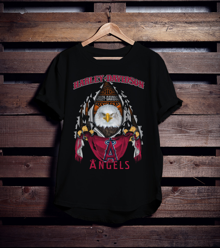 Harley Davidson Los Angeles Angels Motorcycles Eagle T-Shirt
