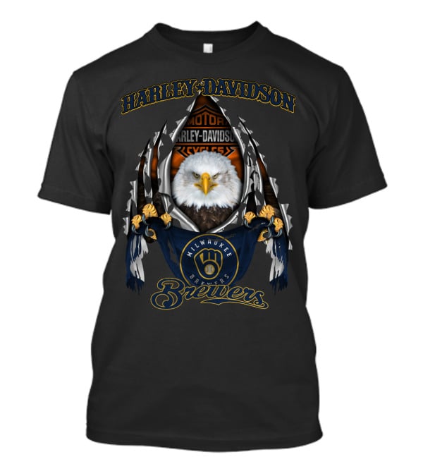 Harley Davidson Milwaukee Brewers Eagle Motif T-Shirt