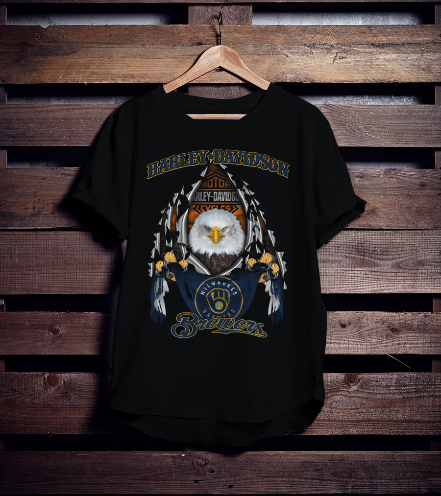 Harley Davidson Milwaukee Brewers Eagle Motif T-Shirt